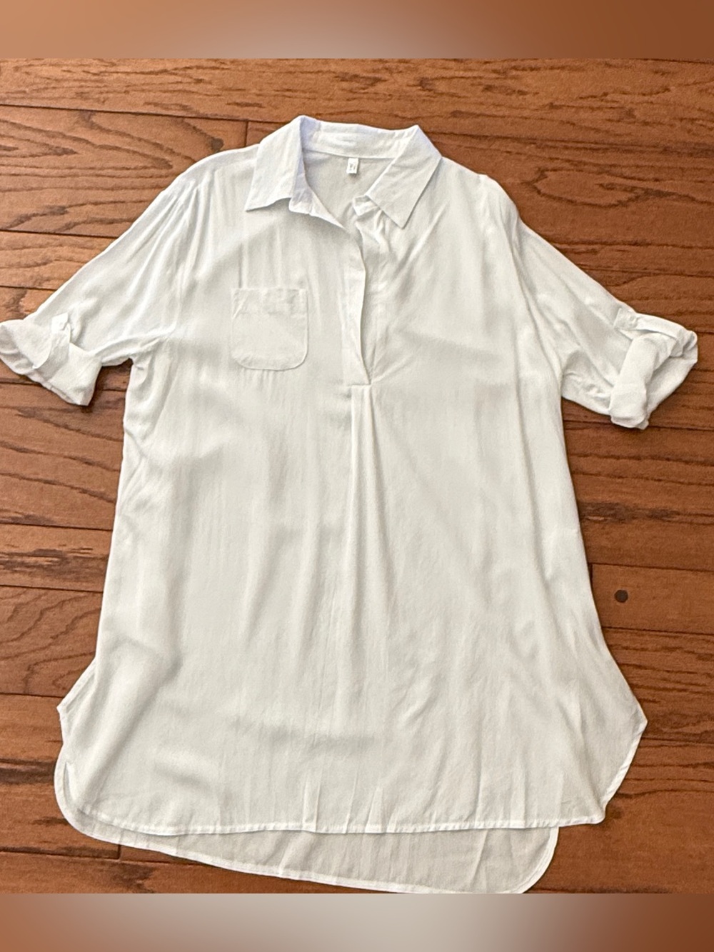 Ekouaer White Swim Cover Up
Shirt Dress Large Oversized
Beach Pool Button Tunic